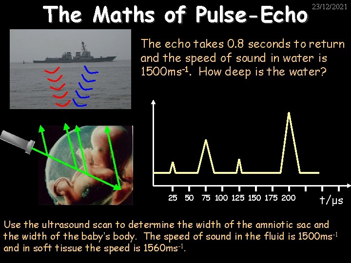 The Maths of Pulse-Echo 23/12/2021 The echo takes 0. 8 seconds to return and