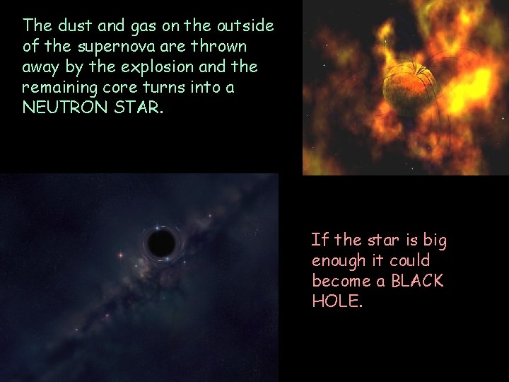 23/12/2021 The dust and gas on the outside of the supernova are thrown away