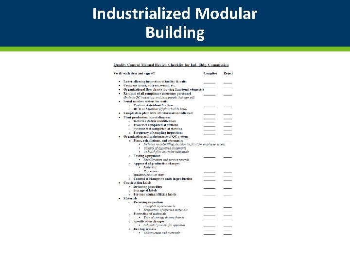 Industrialized Modular Building 