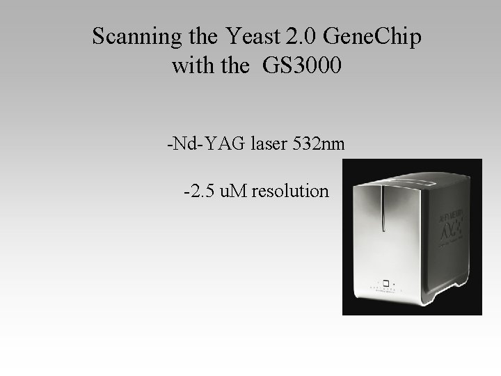 Scanning the Yeast 2. 0 Gene. Chip with the GS 3000 -Nd-YAG laser 532
