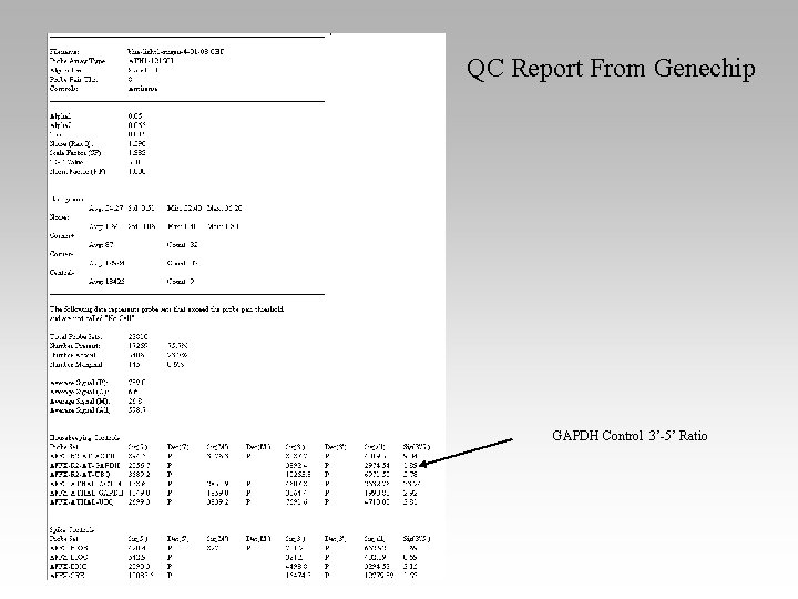 QC Report From Genechip GAPDH Control 3’-5’ Ratio 