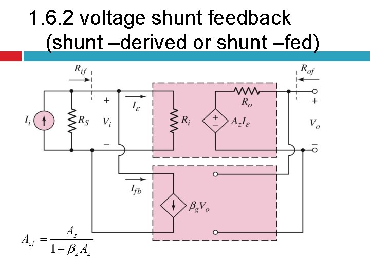 1. 6. 2 voltage shunt feedback (shunt –derived or shunt –fed) 