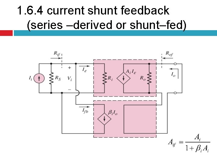 1. 6. 4 current shunt feedback (series –derived or shunt–fed) 