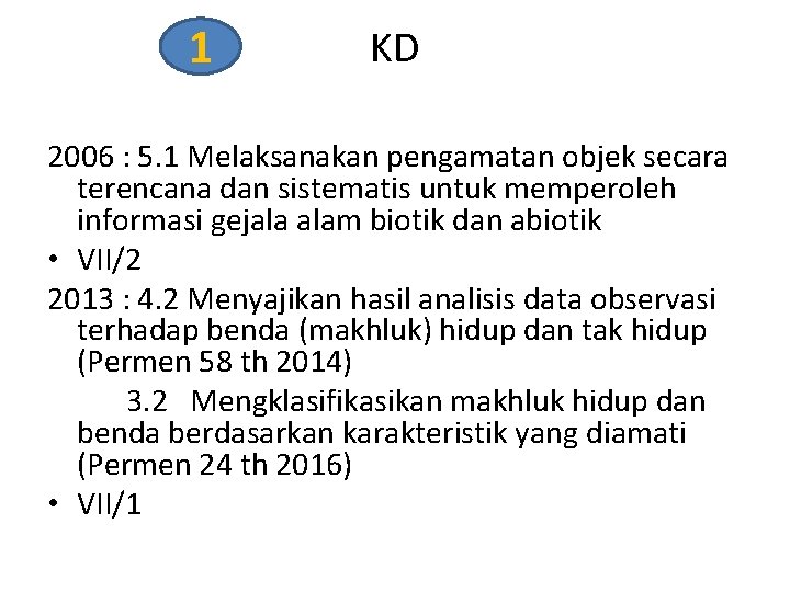 1 KD 2006 : 5. 1 Melaksanakan pengamatan objek secara terencana dan sistematis untuk
