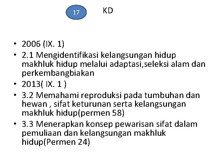 17 KD • 2006 (IX. 1) • 2. 1 Mengidentifikasi kelangsungan hidup makhluk hidup