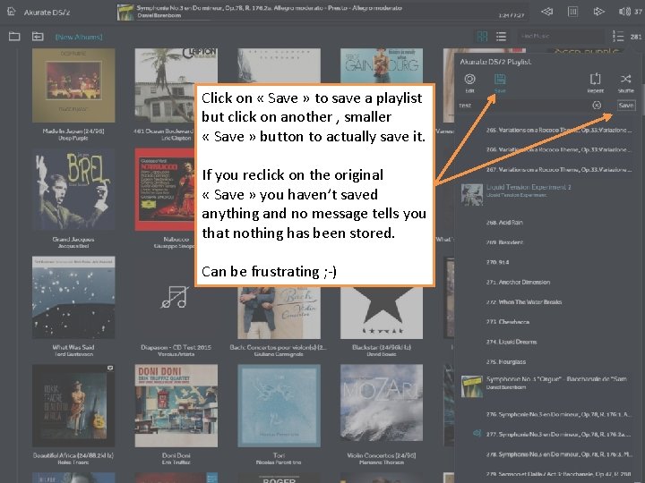 Click on « Save » to save a playlist but click on another ,