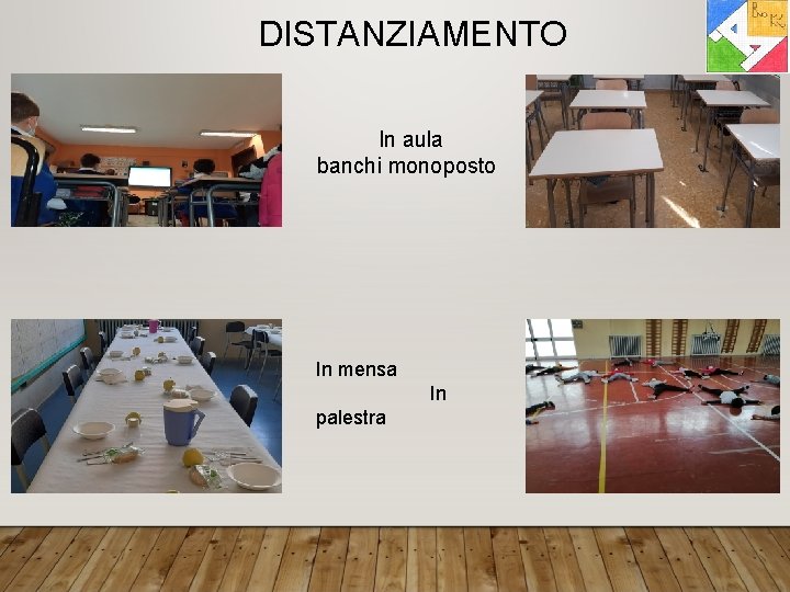 DISTANZIAMENTO In aula banchi monoposto In mensa In palestra 