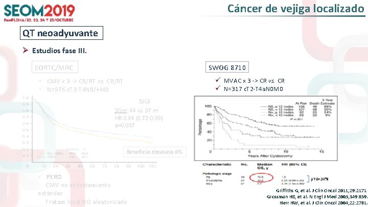 Cáncer de vejiga localizado QT neoadyuvante Ø Estudios fase III. EORTC/MRC SWOG 8710 ü