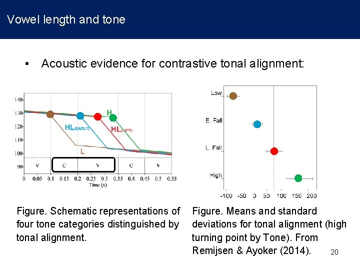 Vowel length and tone • Acoustic evidence for contrastive tonal alignment: Figure. Schematic representations
