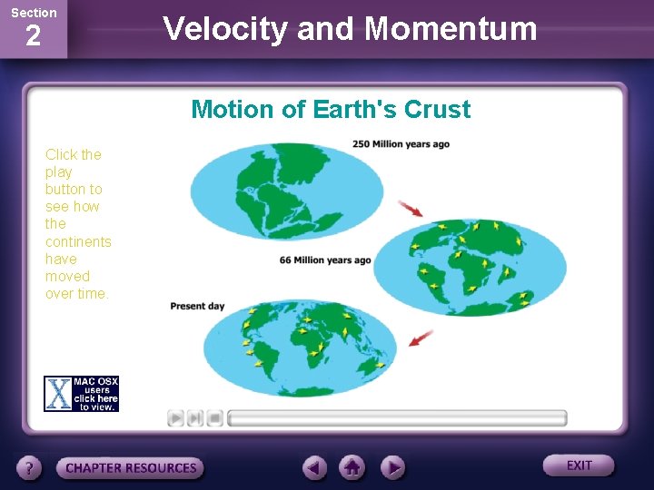 Section 2 Velocity and Momentum Motion of Earth's Crust Click the play button to