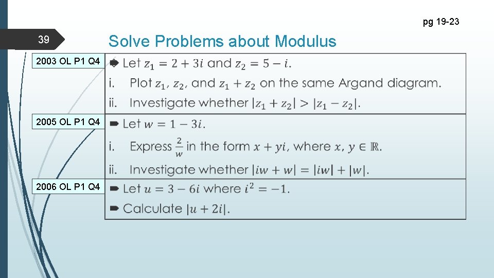 pg 19 -23 39 Solve Problems about Modulus 2003 OL P 1 Q 4