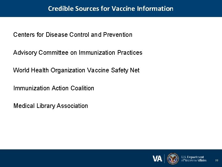 Credible Sources for Vaccine Information Centers for Disease Control and Prevention Advisory Committee on