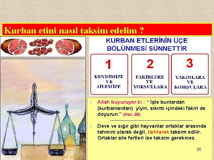 Kurban etini nasıl taksim edelim ? n Allah buyuruyor ki : “ İşte bunlardan