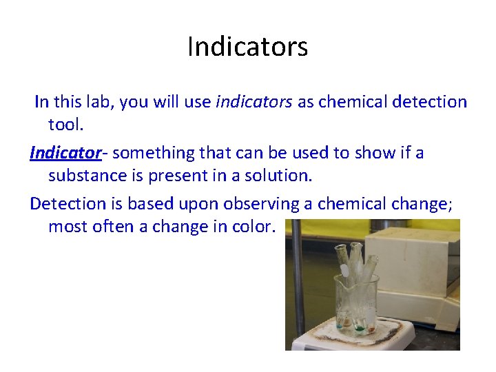 IDENTIFYING MACROMOLECULES Indicators In this lab you will