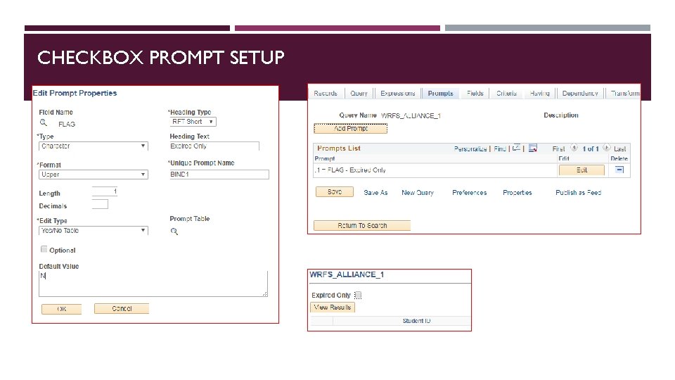 CHECKBOX PROMPT SETUP 