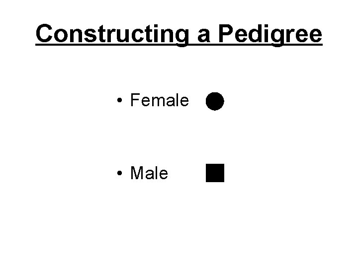 Constructing a Pedigree • Female • Male 