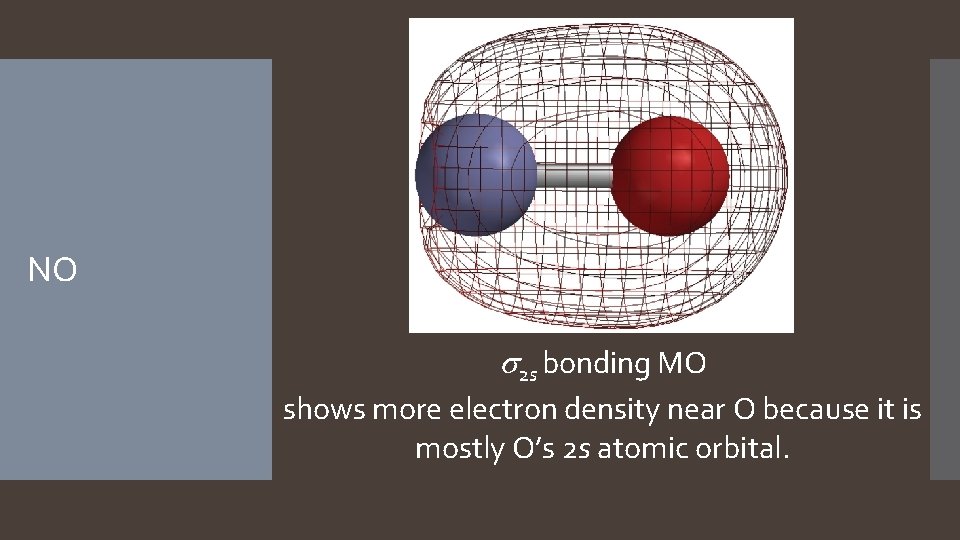 NO s 2 s bonding MO shows more electron density near O because it NO s 2 s bonding MO shows more electron density near O because it