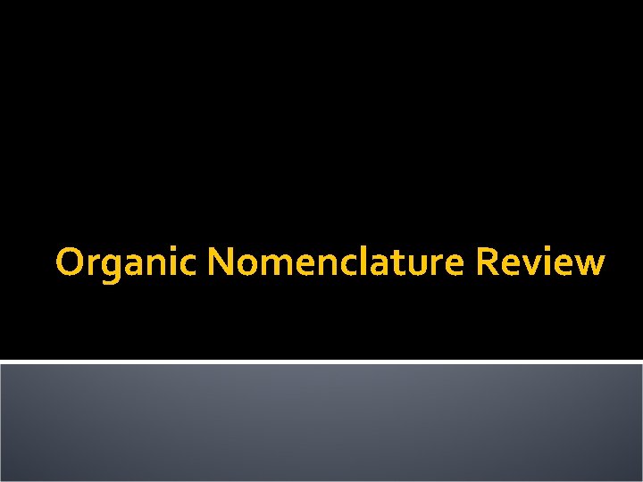 Organic Nomenclature Review 
