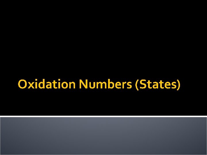 Oxidation Numbers (States) 