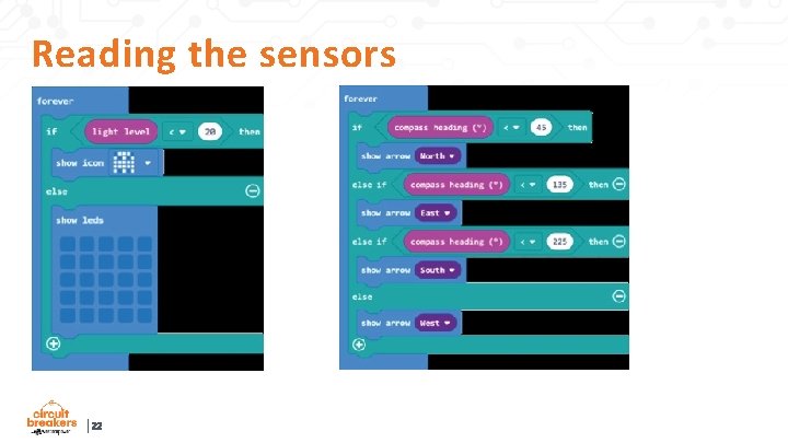 Reading the sensors 22 