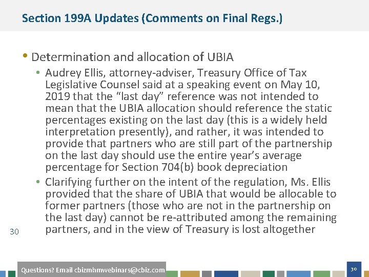 Section 199 A Updates (Comments on Final Regs. ) • Determination and allocation of