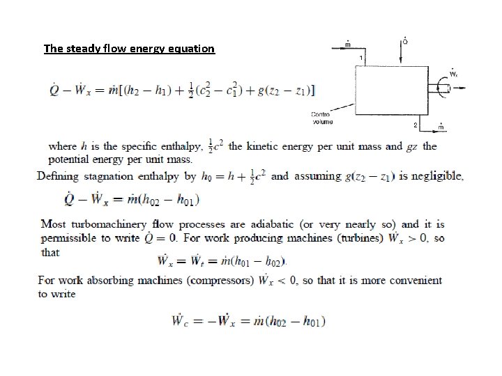 The steady flow energy equation 