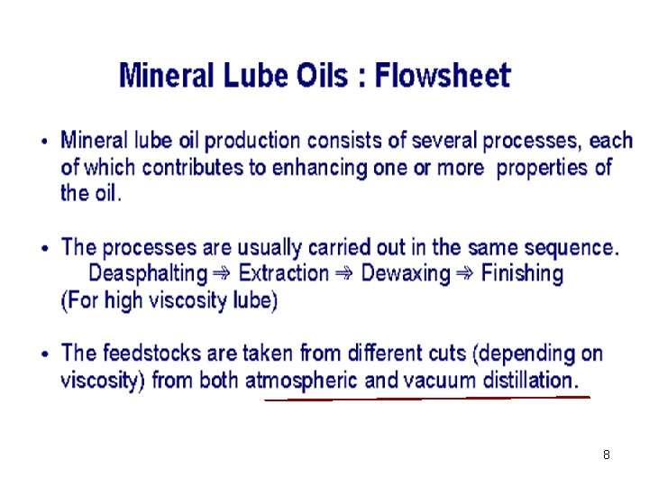 Lube Oils Minerals and Synthetic q The large