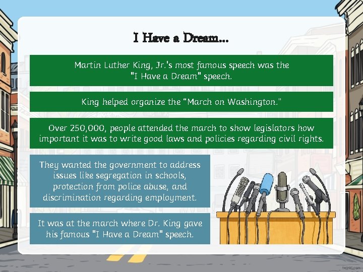 I Have a Dream… Martin Luther King, Jr. 's most famous speech was the