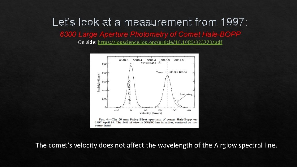 Let's look at a measurement from 1997: 6300 Large Aperture Photometry of Comet Hale-BOPP