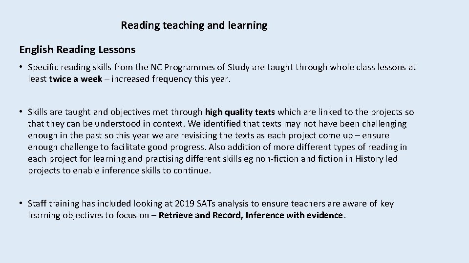 Reading teaching and learning English Reading Lessons • Specific reading skills from the NC