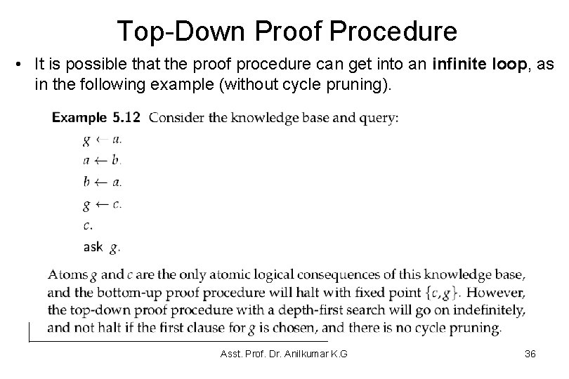 Top-Down Proof Procedure • It is possible that the proof procedure can get into Top-Down Proof Procedure • It is possible that the proof procedure can get into