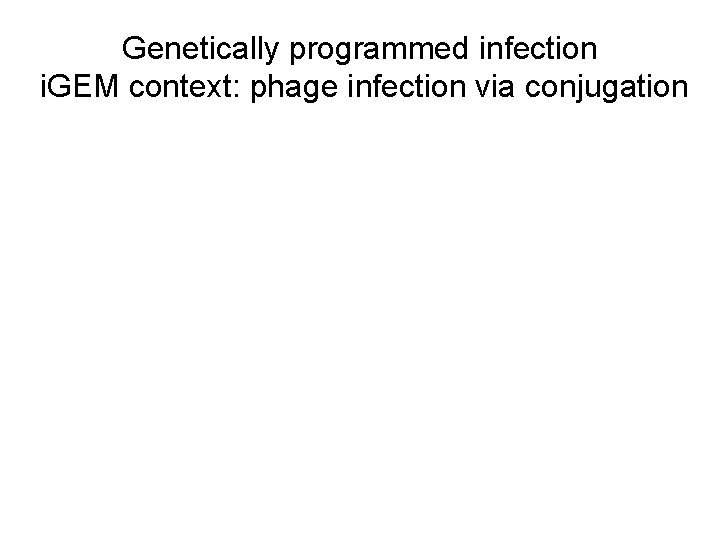 Genetically programmed infection i. GEM context: phage infection via conjugation 