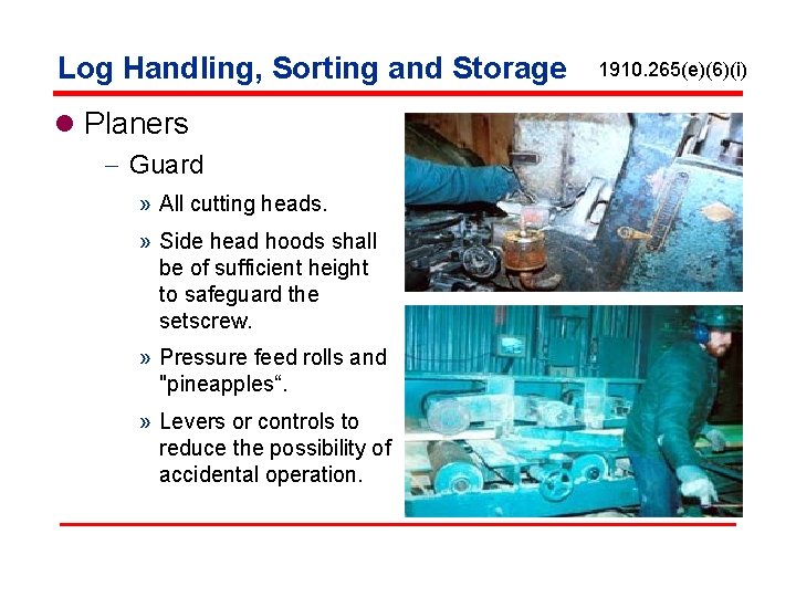 Log Handling, Sorting and Storage l Planers - Guard » All cutting heads. »