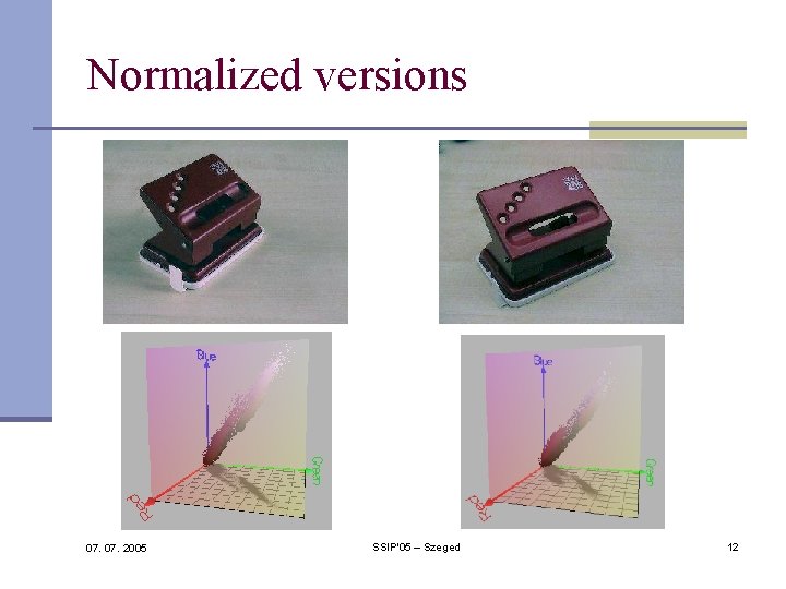 Normalized versions 07. 2005 SSIP'05 – Szeged 12 Normalized versions 07. 2005 SSIP'05 – Szeged 12