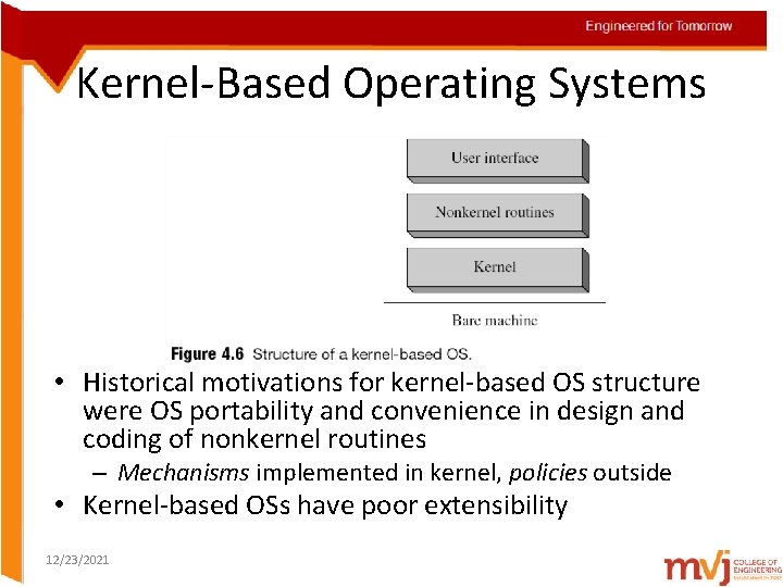 Kernel-Based Operating Systems • Historical motivations for kernel-based OS structure were OS portability and