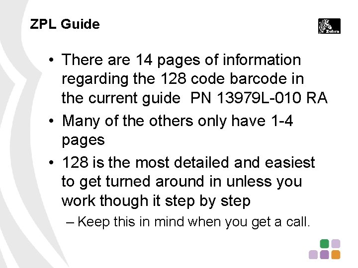 ZPL Guide • There are 14 pages of information regarding the 128 code barcode