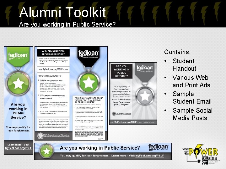 Alumni Toolkit Are you working in Public Service? Contains: • Student Handout • Various