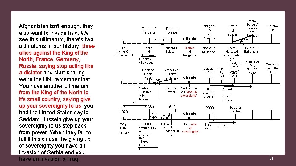 Afghanistan isn't enough, they also want to invade Iraq. We see this ultimatum, there's