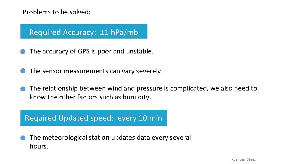 Problems to be solved: Required Accuracy: ± 1 h. Pa/mb The accuracy of GPS