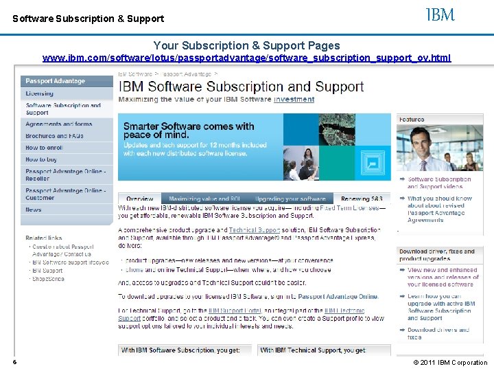 Software Subscription & Support IBM Your Subscription & Support Pages www. ibm. com/software/lotus/passportadvantage/software_subscription_support_ov. html