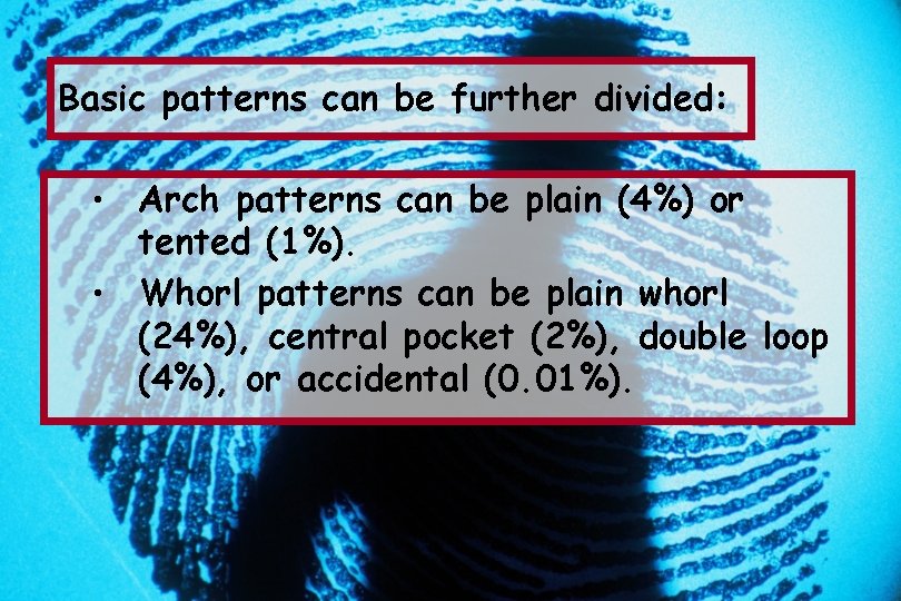 Basic patterns can be further divided: Arch patterns can be plain (4%) or tented