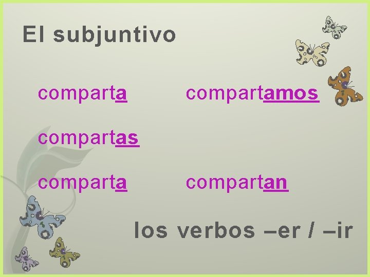 El subjuntivo compartamos compartan los verbos –er / –ir 