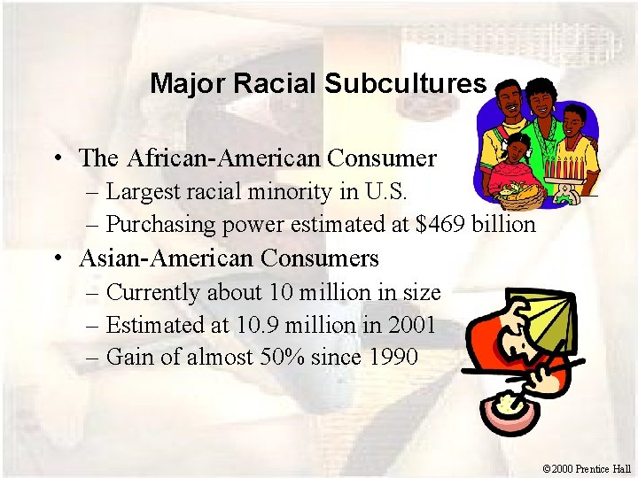 Major Racial Subcultures • The African-American Consumer – Largest racial minority in U. S.