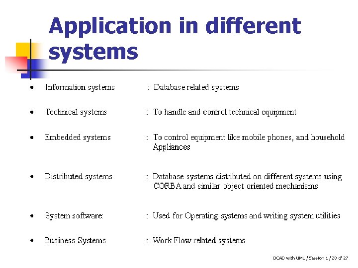 Application in different systems OOAD with UML / Session 1 / 20 of 27