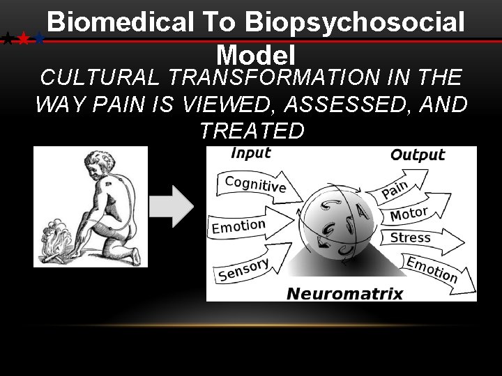 Biomedical To Biopsychosocial Model CULTURAL TRANSFORMATION IN THE WAY PAIN IS VIEWED, ASSESSED, AND