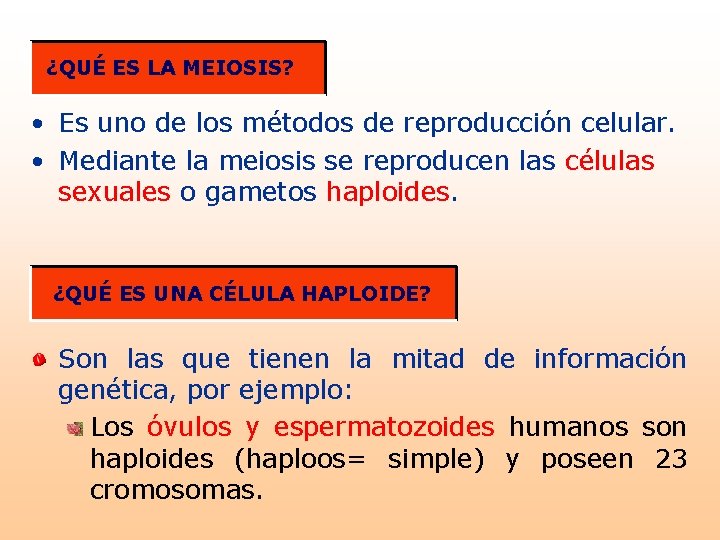 ¿QUÉ ES LA MEIOSIS? • Es uno de los métodos de reproducción celular. •