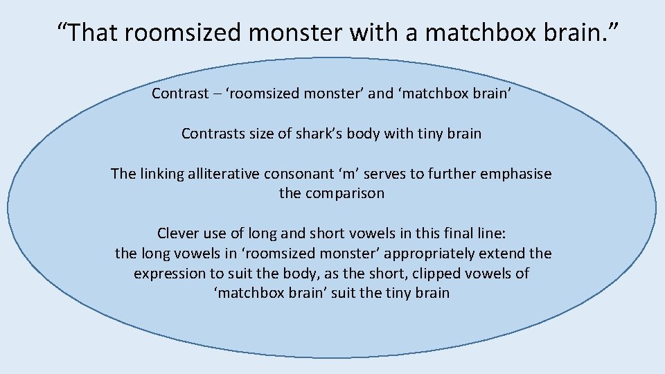 “That roomsized monster with a matchbox brain. ” Contrast – ‘roomsized monster’ and ‘matchbox