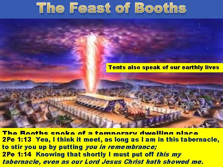 The Feast of Tabernacles of Sukkot Booths Tents also speak of our earthly lives