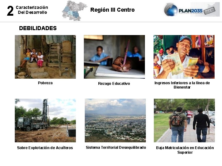 2 Caracterización Del Desarrollo Región III Centro DEBILIDADES Pobreza Sobre Explotación de Acuíferos Rezago