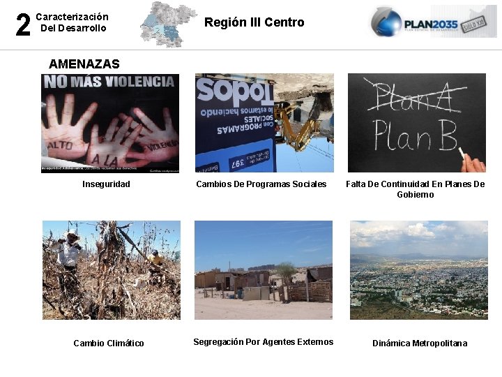 2 Caracterización Del Desarrollo Región III Centro AMENAZAS Inseguridad Cambio Climático Cambios De Programas